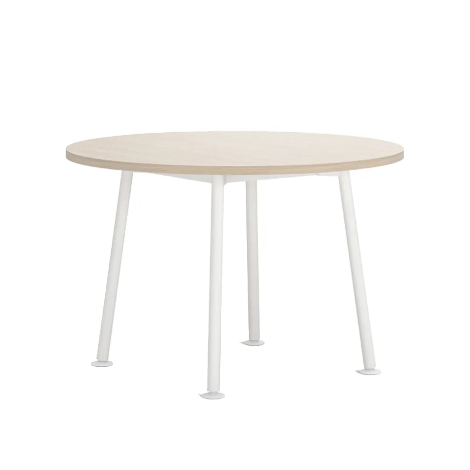 Landa Table - H730, Round D1100, Oak Veneer - White