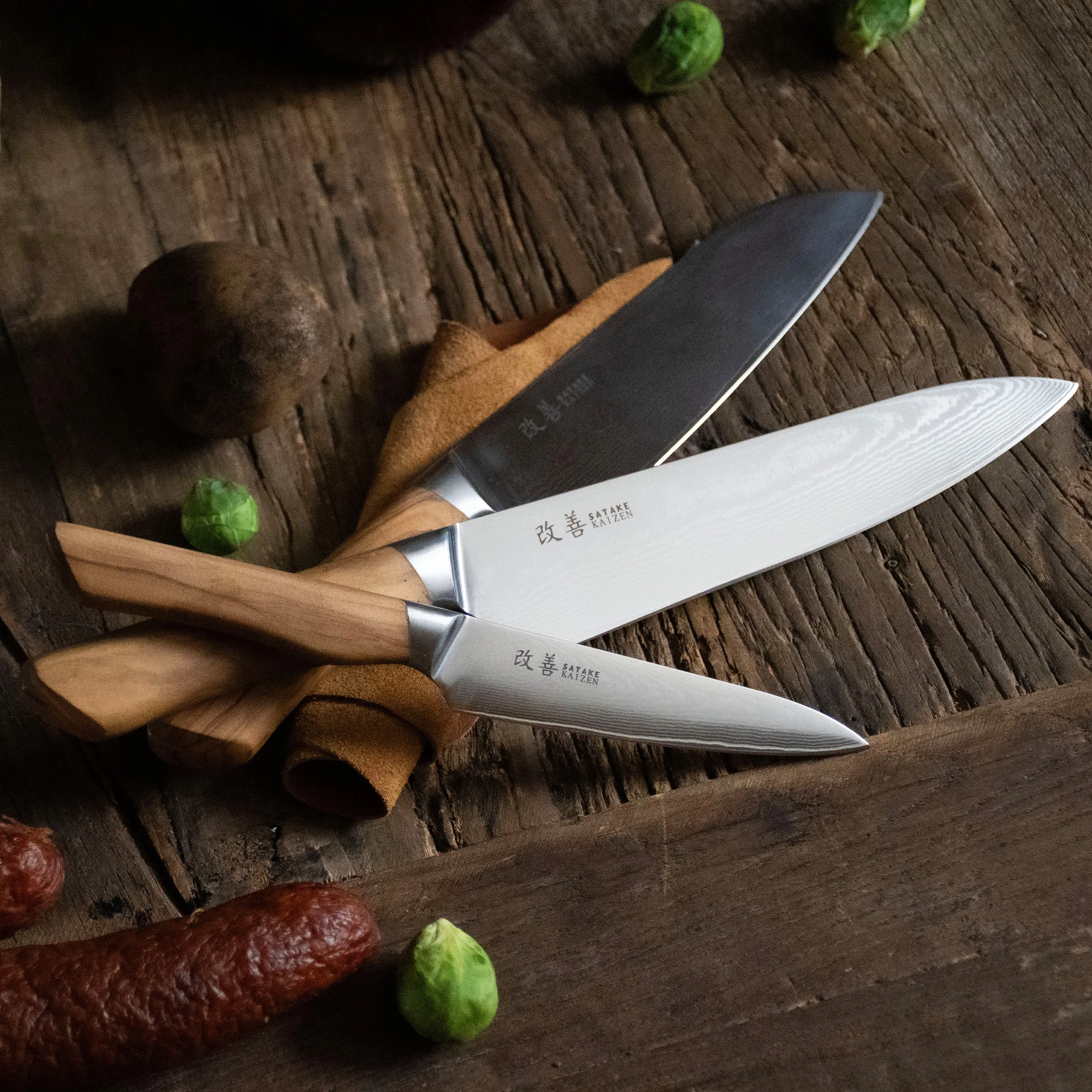Kaizen Puukkosetti 3 kpl - Gyuto, Santoku & Petty - 6