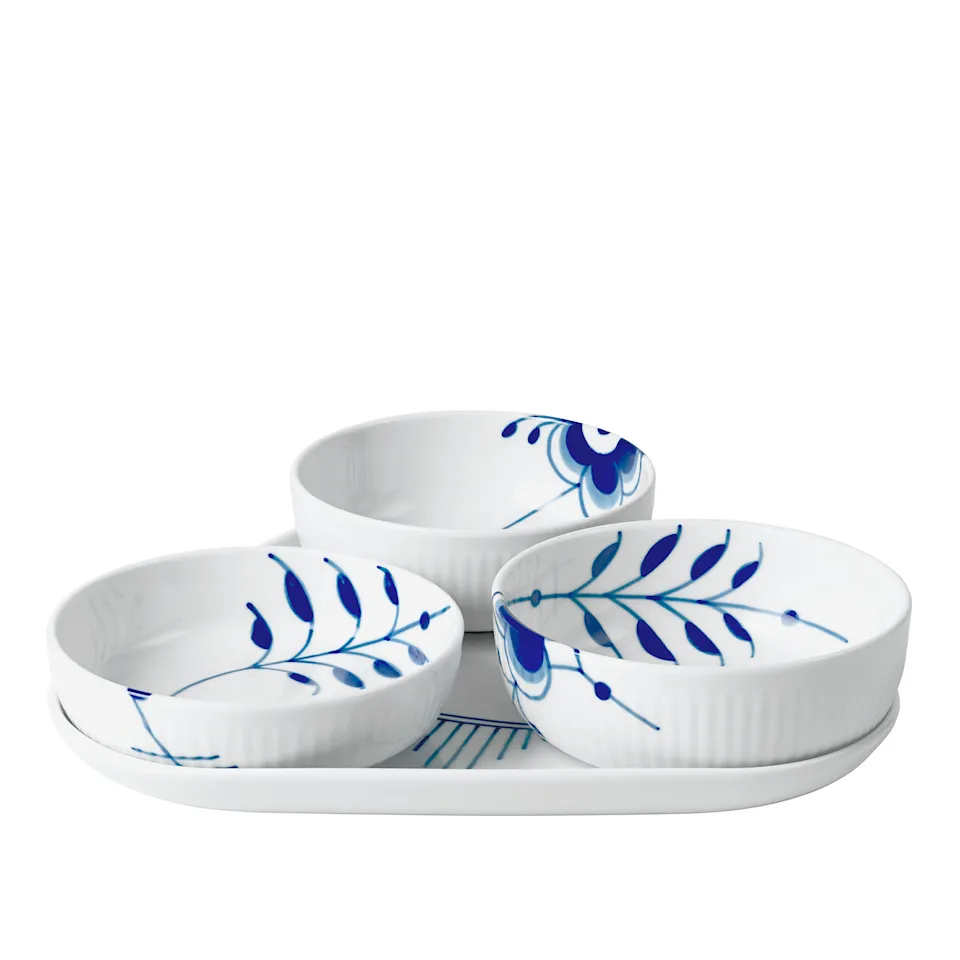 Blue Fluted Mega Serving Set 4 pcs