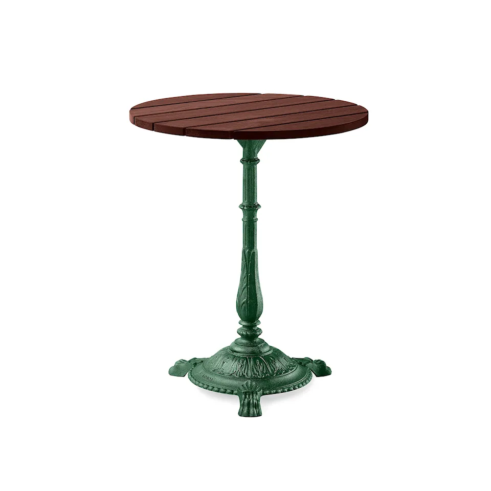 Table Classic Ø 60 Brown Lacquered Pine Wood/Green Lacquered Aluminium