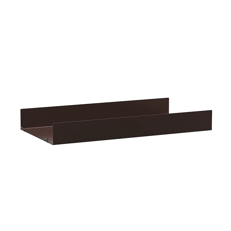 Metal shelf 58x30cm high edge dark brown