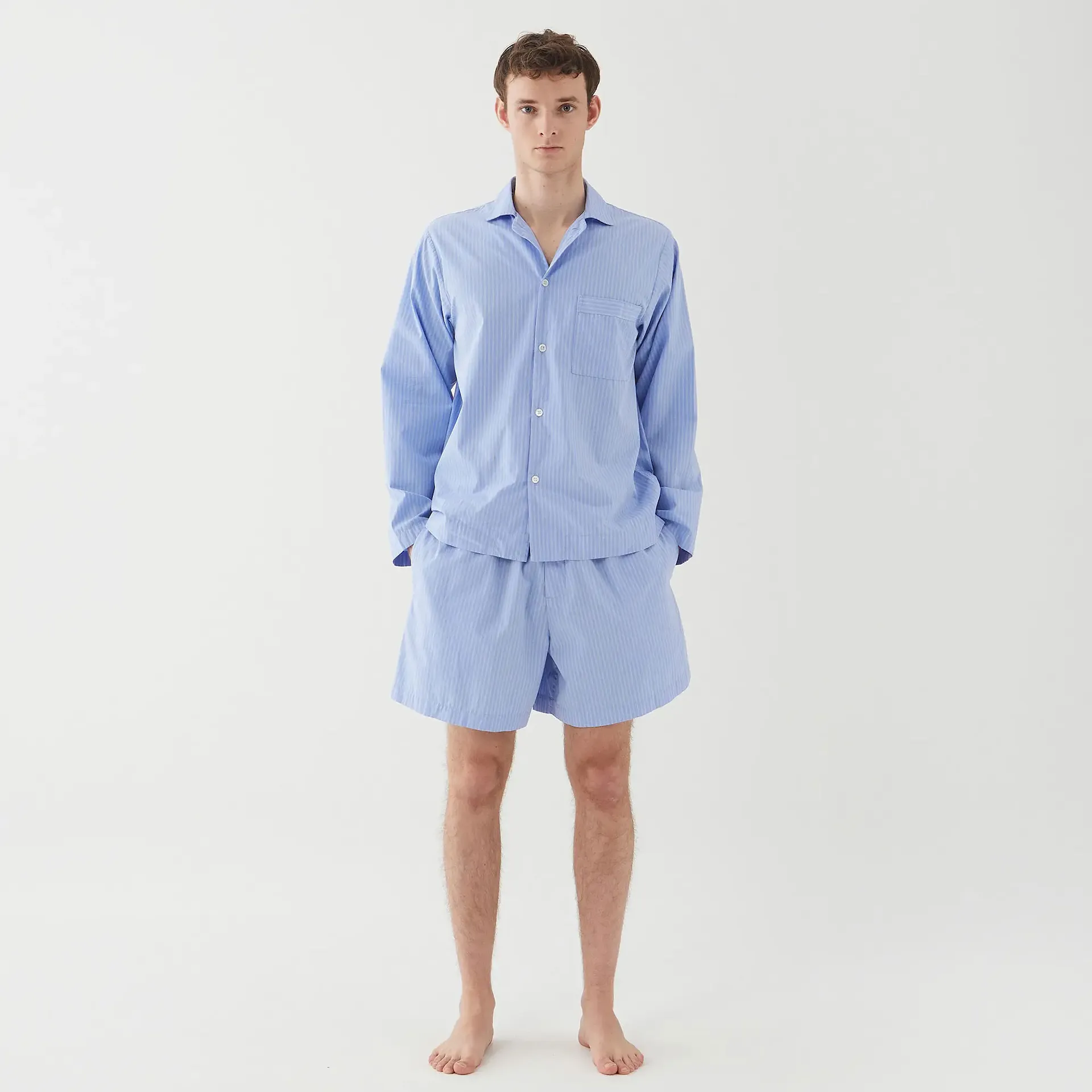 Poplin Pyjamas Shorts Blue Pin Stripes - TEKLA - NO GA