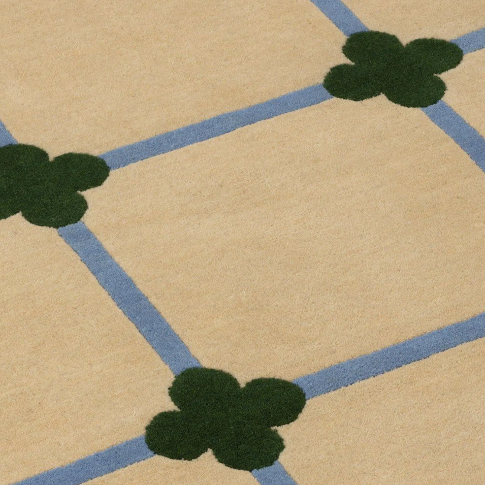 Flower Grid Big wool rug - 3
