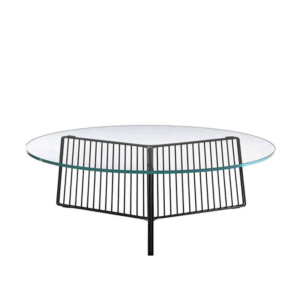 Anapo Round Table D108 - Glass Top, Black Painted Steel