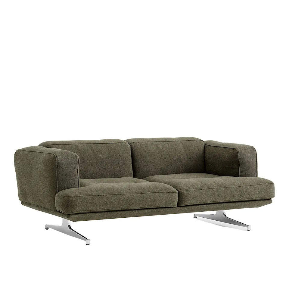 Inland AV22 2-seater sofa polished aluminium legs