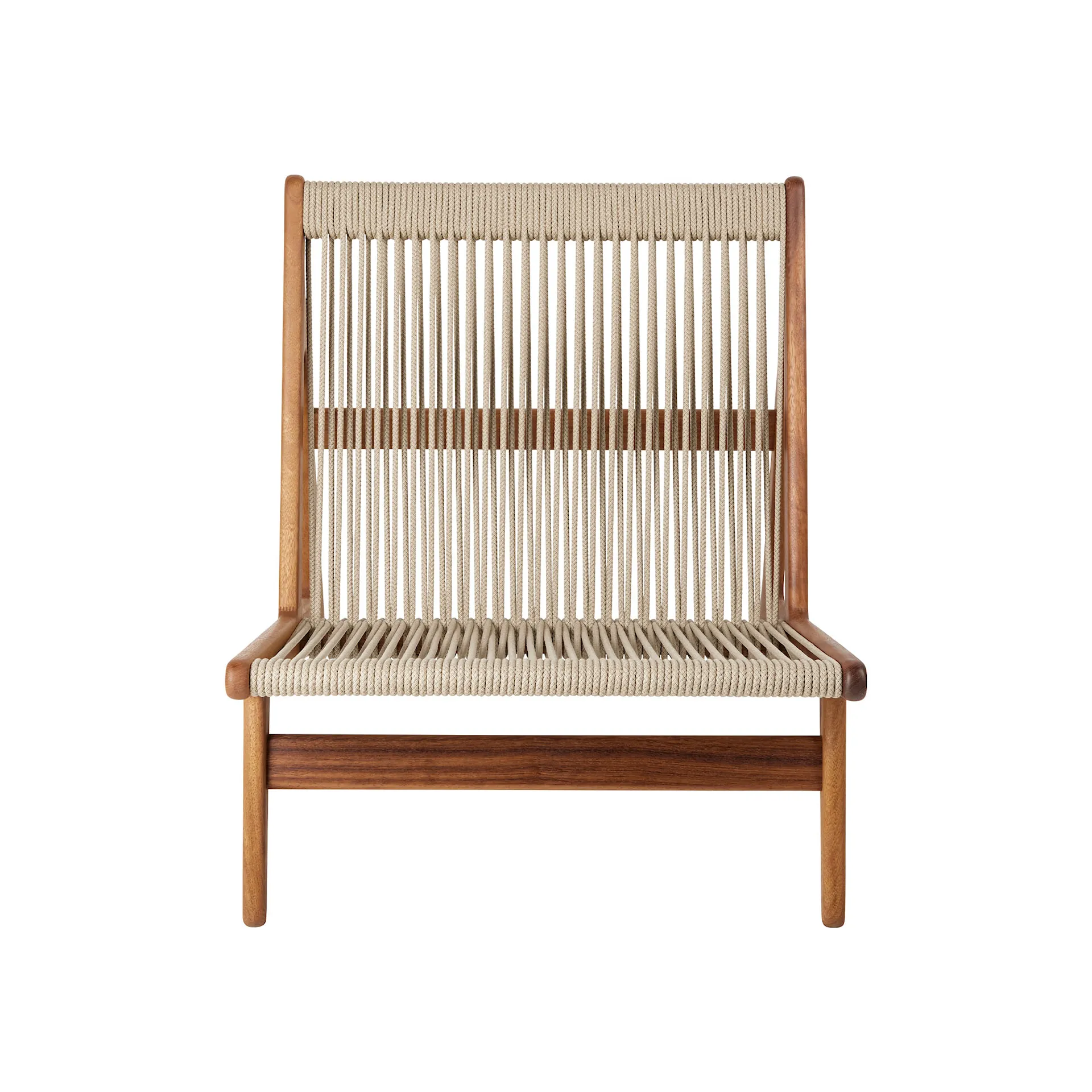 MR01 Initial Lounge Chair, Outdoor - Sunfire Melange Beige and Sand, Base Solid Iroko, Oiled - Gubi - NO GA