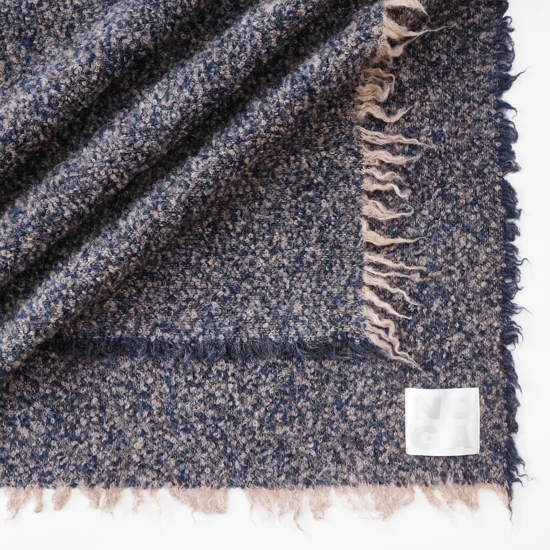 Alpaca Bouclé Throw Antracite/Indigo Blue - NO GA - NO GA