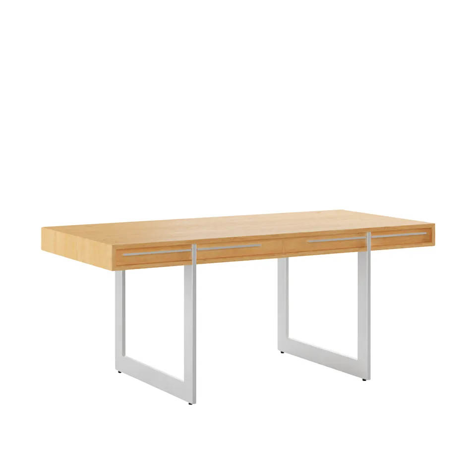 AK 1340 Desk, Oiled oak, Stainless steel legs