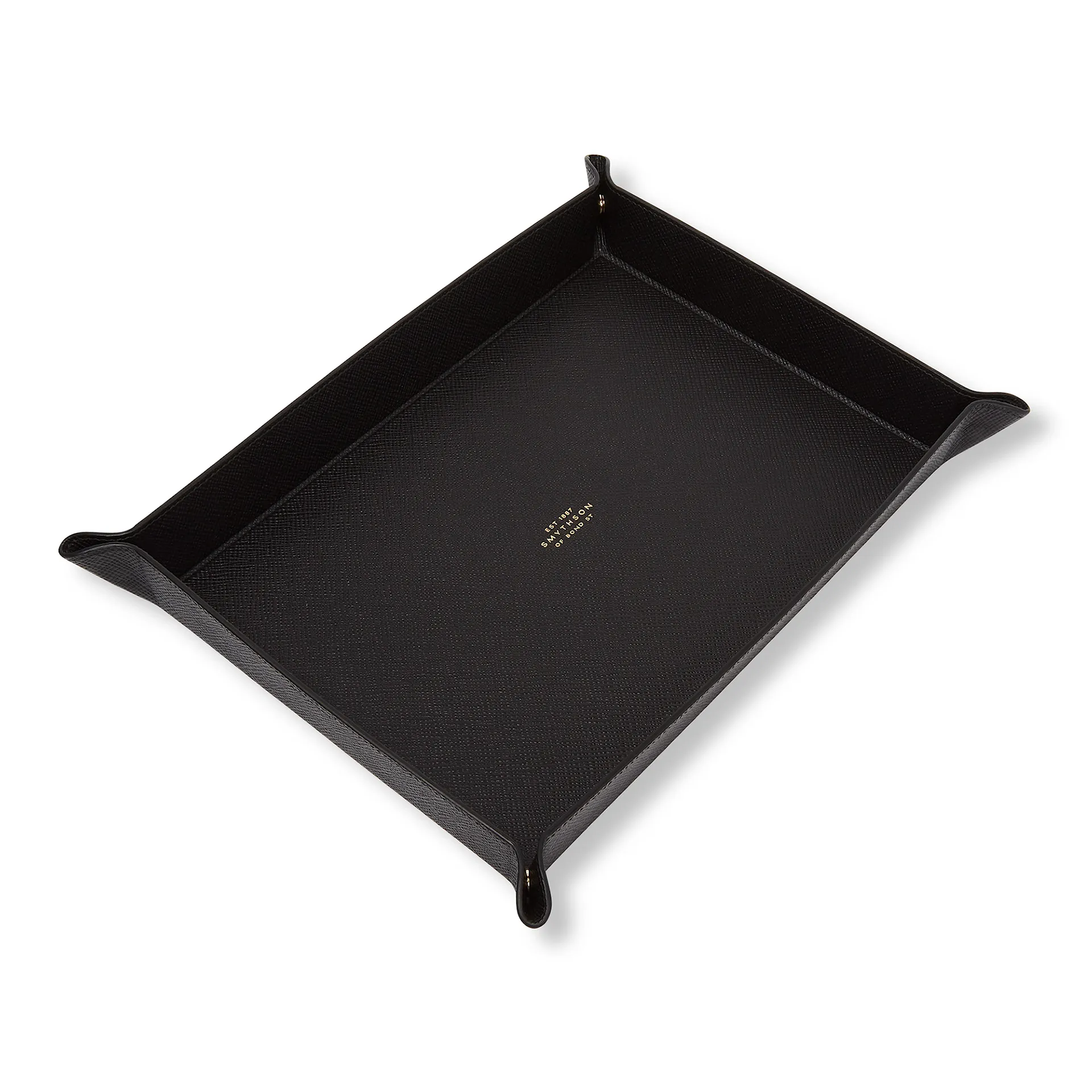 Panama Large Rectangular Trinket Tray - Black - Smythson - NO GA