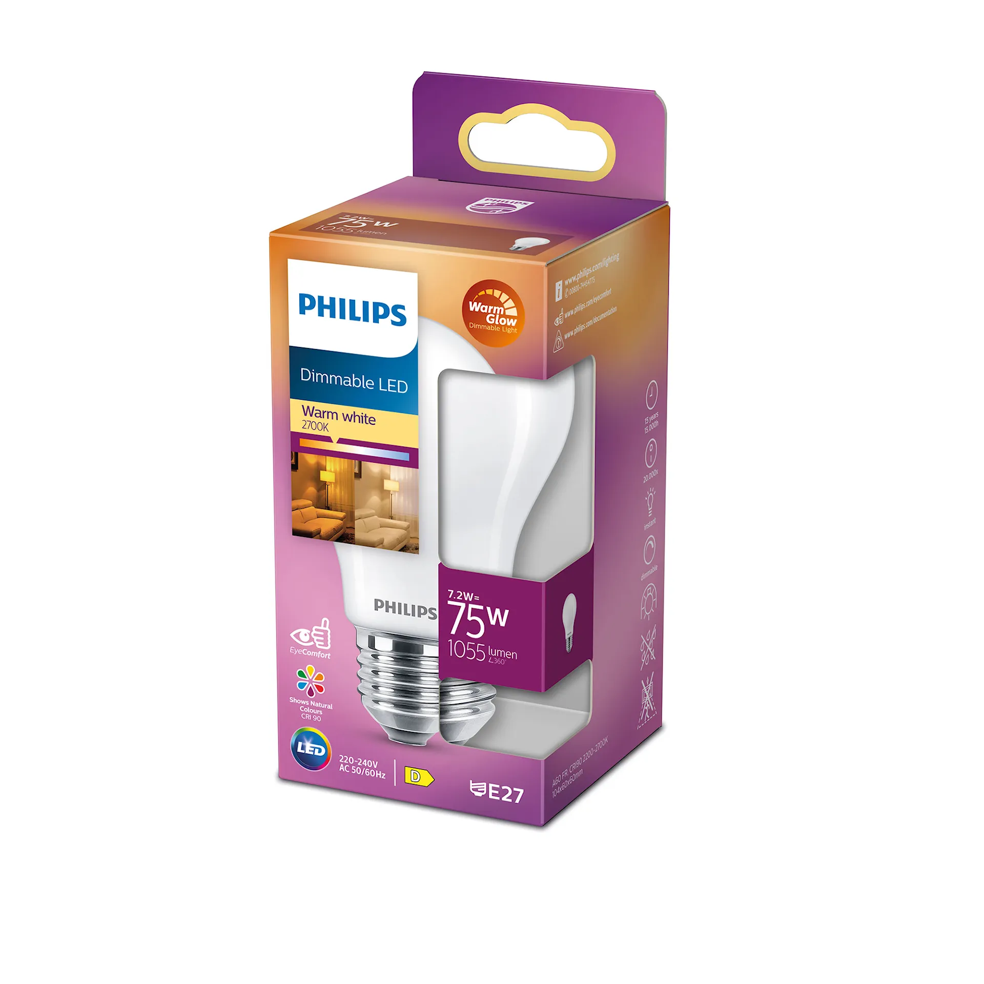 LED Classic A60 7,2W E27 - Philips - NO GA