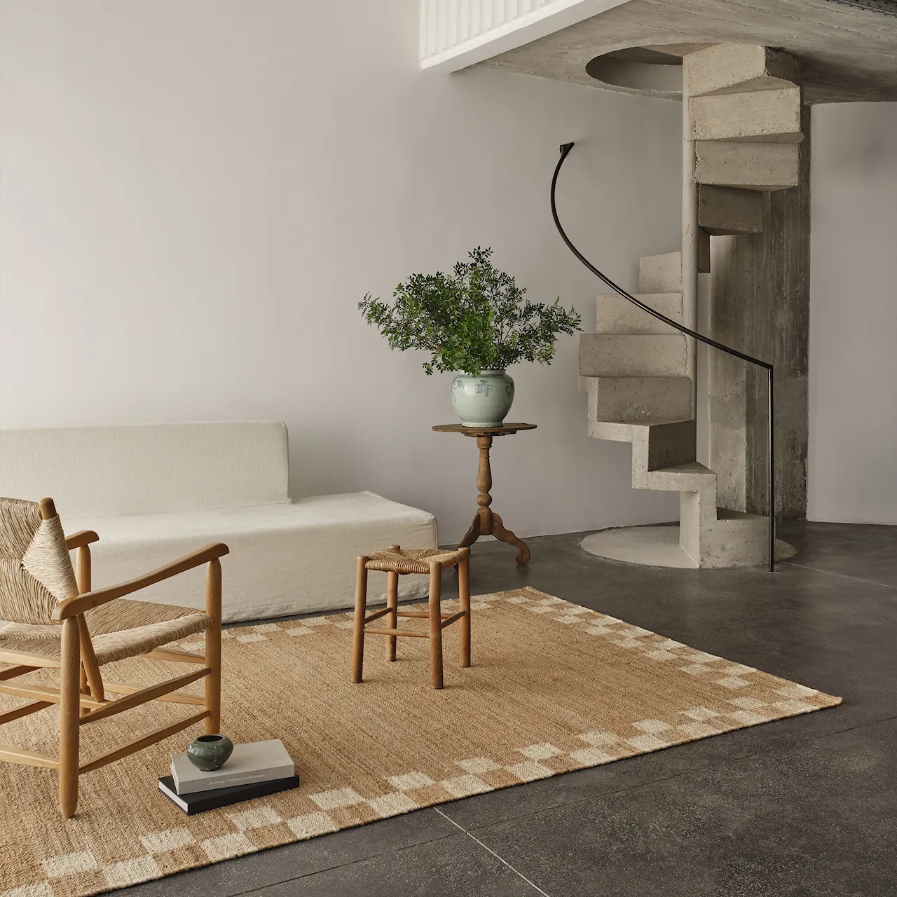 Jute Border Cream tæppe