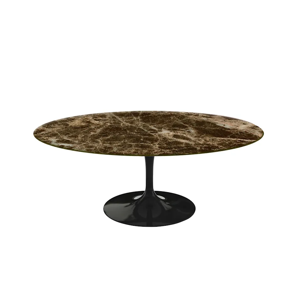 Saarinen Oval Table - Coffee table, Black frame, matt brown Emperador marble top