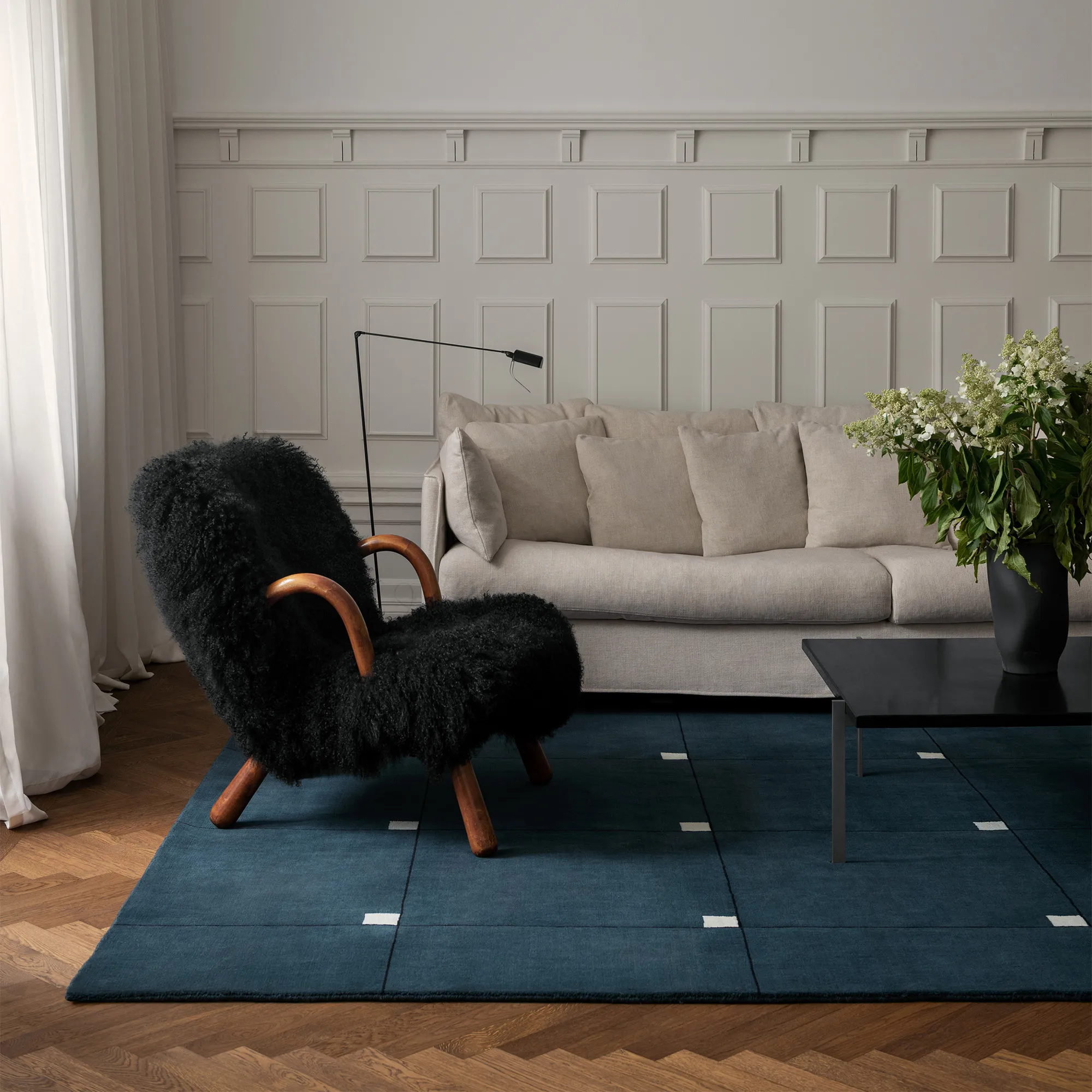 Modern Teal Wool Rug - 3