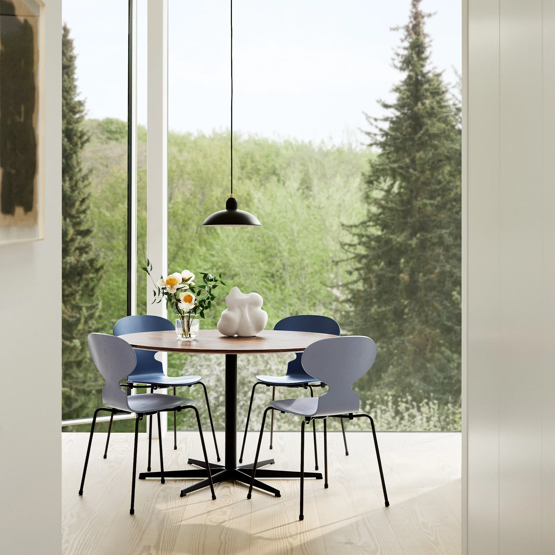 Ant 3100 colored ash veneer steel frame chrome - Fritz Hansen - Arne Jacobsen - NO GA