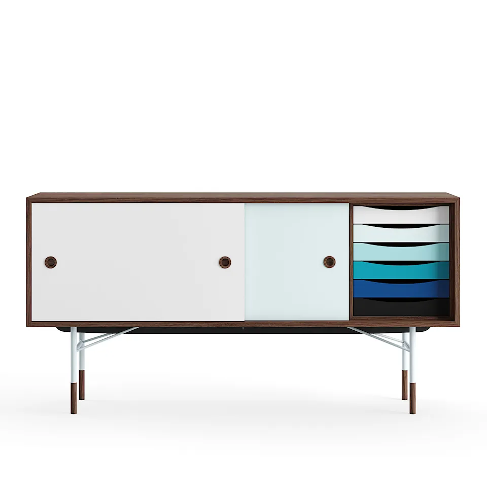 Sideboard Cold med lådor Walnut White/Light Blue