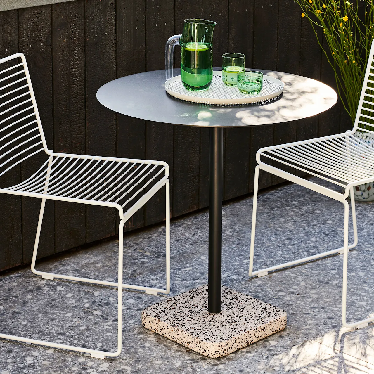 Terrazzo Table Round - Sky Grey - Red Terrazzo - Ø70 cm