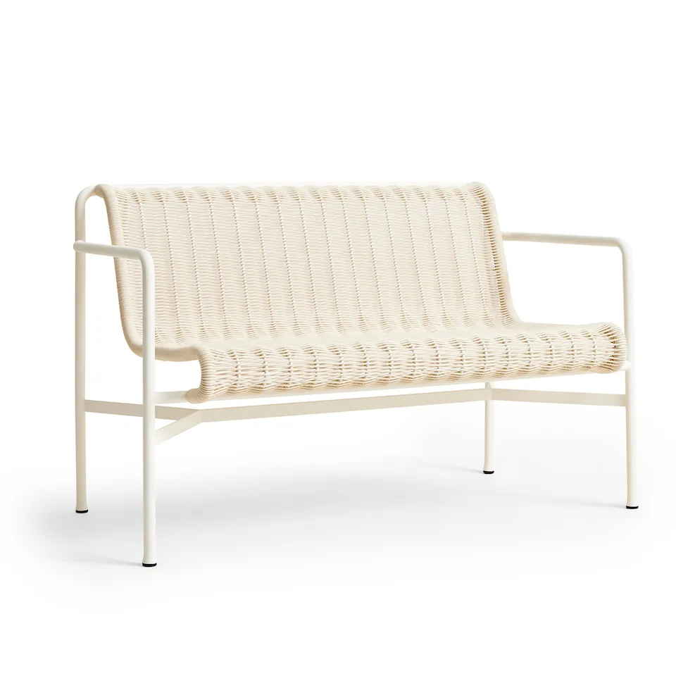 Palissade cord garden bench with armrests - Cream White