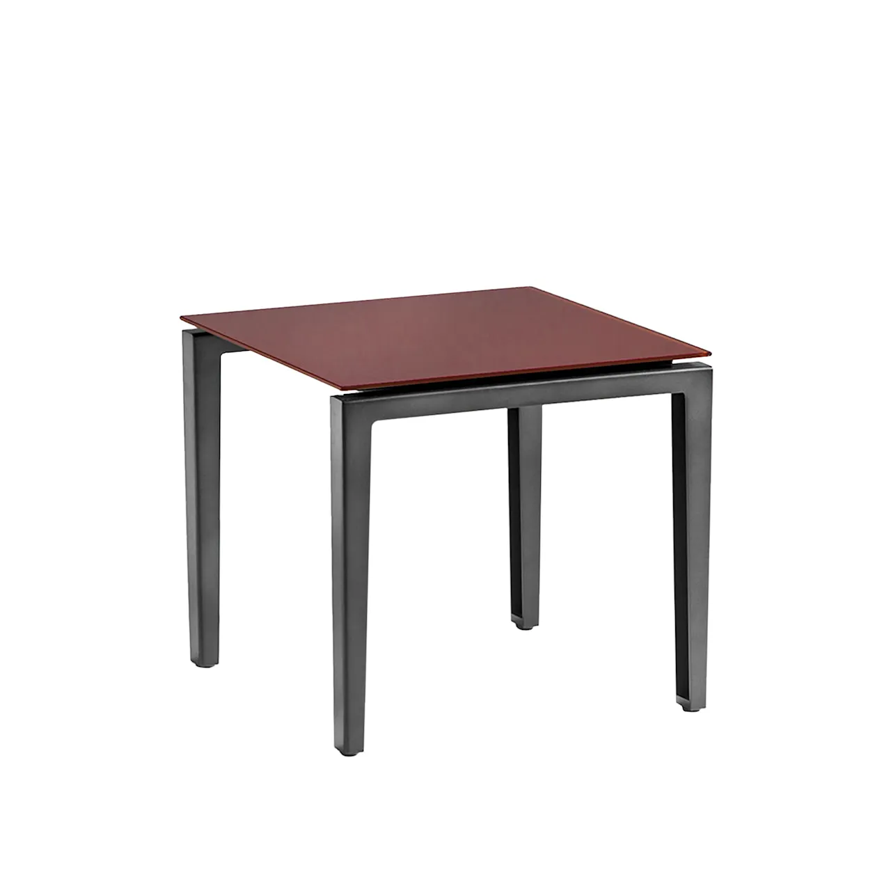 205 Scighera Low Table - Square, 50 x 50 cm - Höjd 54 cm, Skiva i Tegelröd glasskiva, Underrede i matt antracitgrå