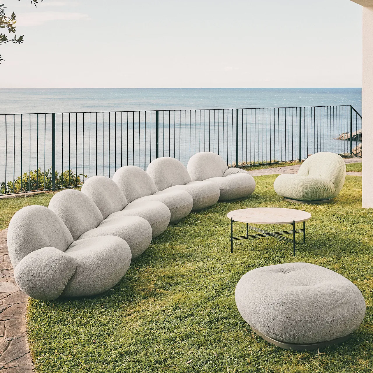 Pacha Outdoor Ottoman - Fully Upholstered, Swivel