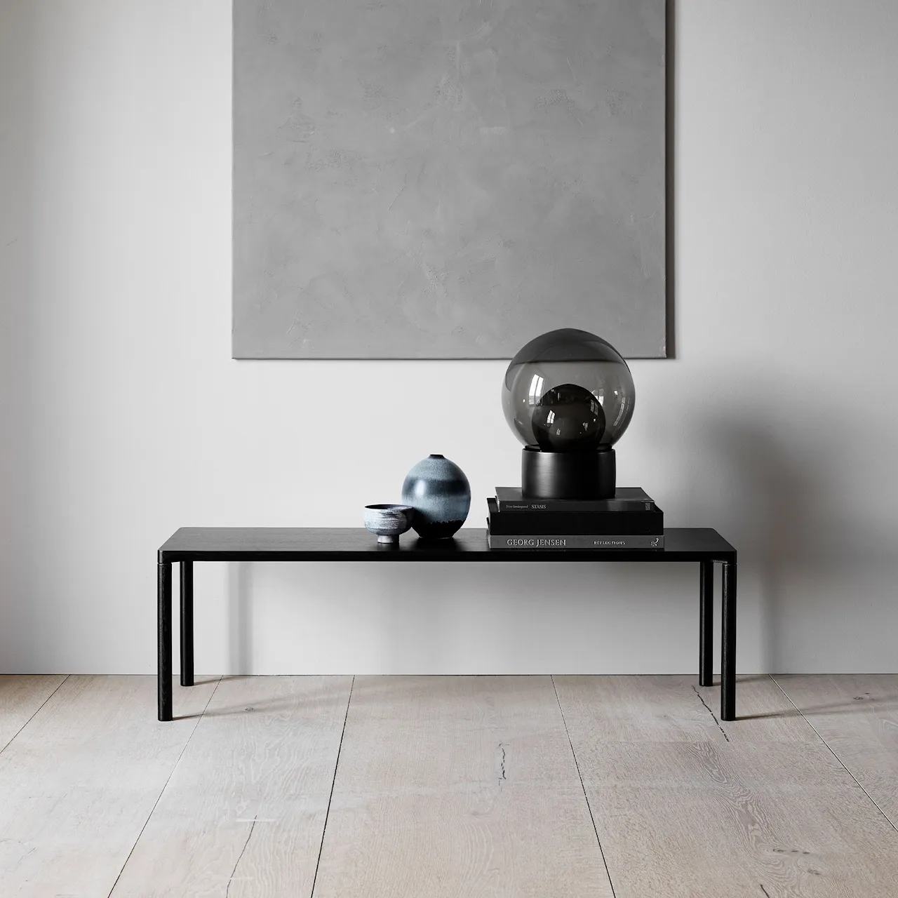 Piloti Table, 46,5 x 39 cm, Black lacquered oak