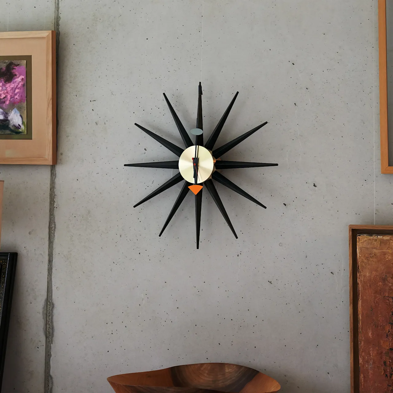 Sunburst Clock Black/Brass