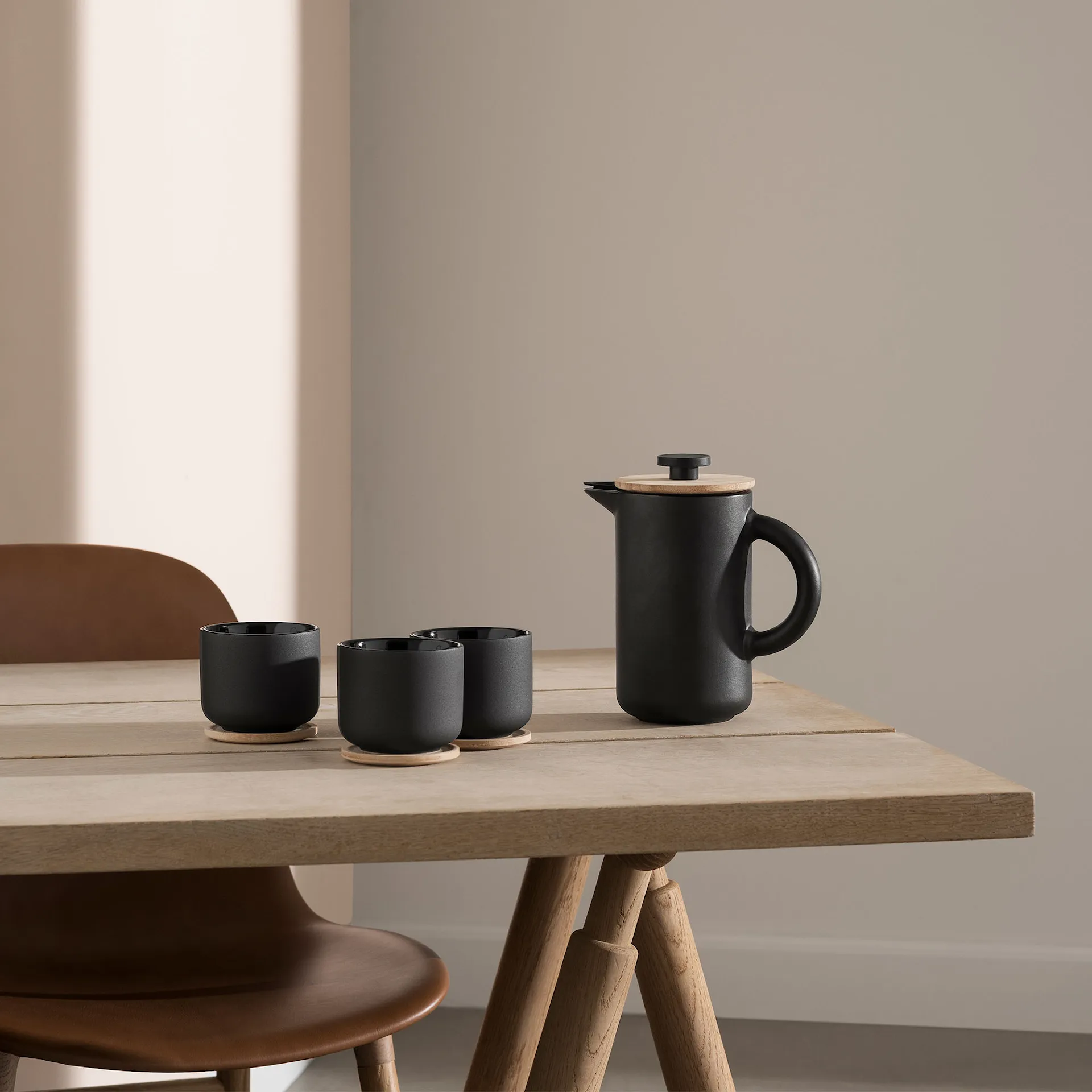 Theo Mug With Coaster 0.2 L Black - Stelton - NO GA