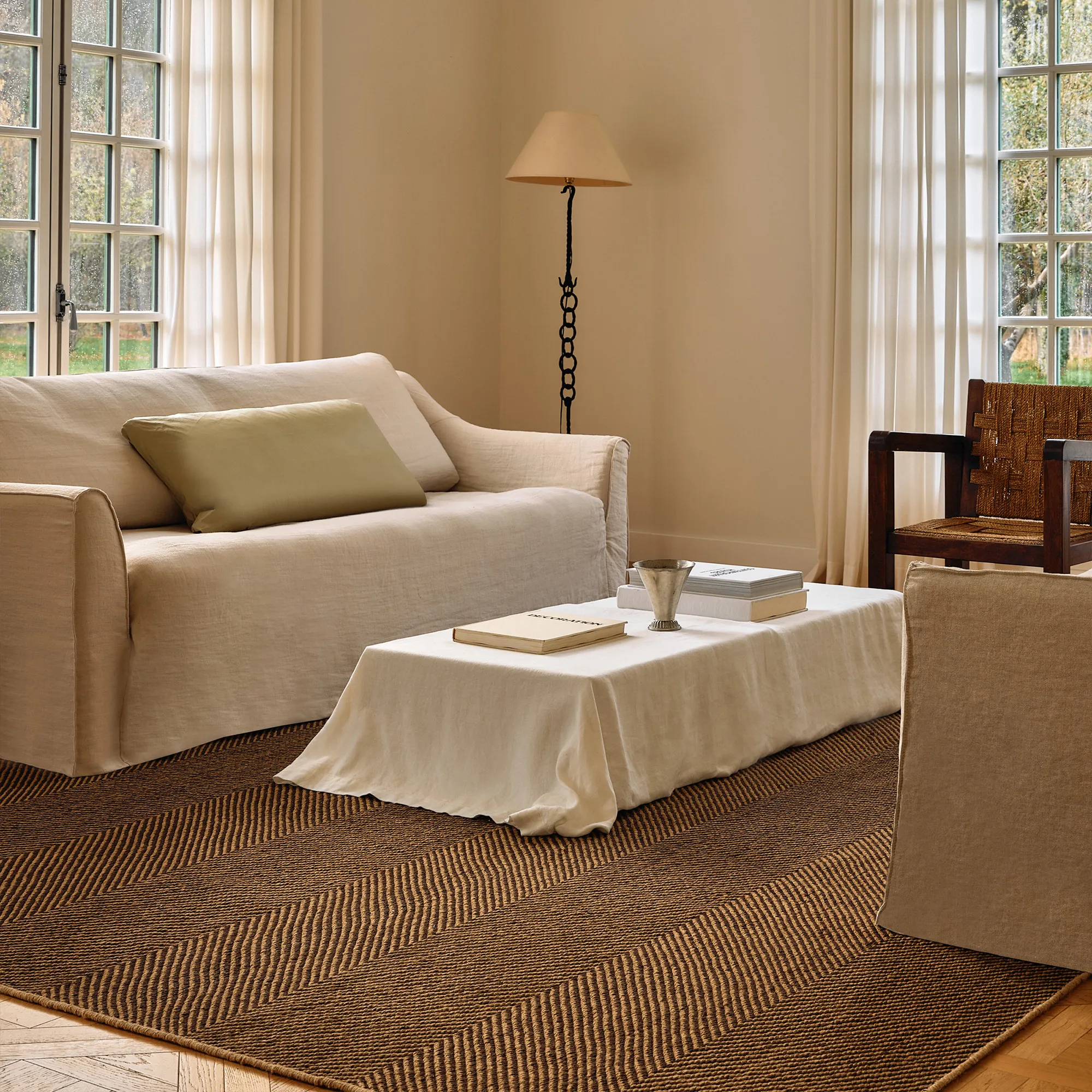 Jute Herringbone Natural/Brown matto - 2
