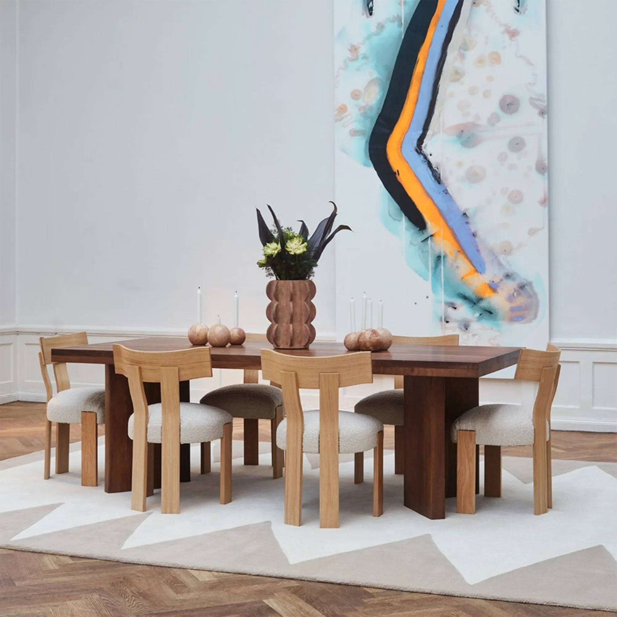 Zig Zag White Beige Wool Rug - 2
