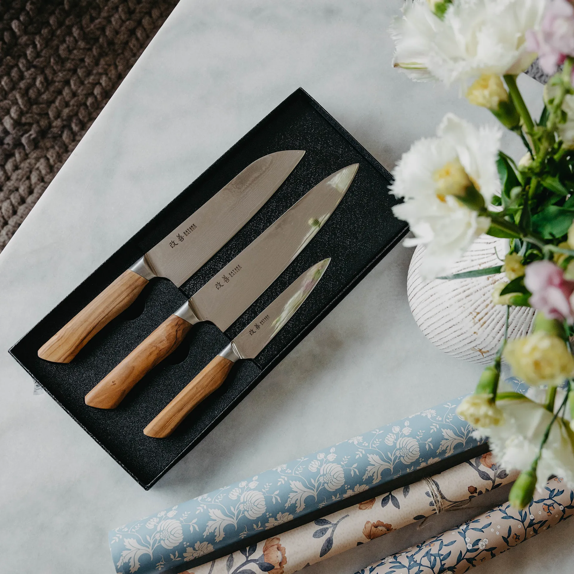 Kaizen Knife set 3 pcs - Gyuto, Santoku & Petty - Satake - NO GA