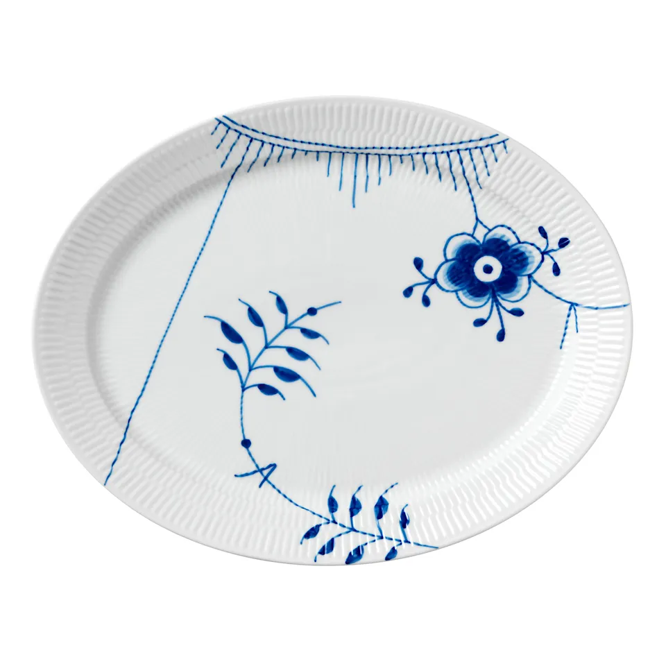 Blue Fluted Mega Oval Dish 35 cm Decoration No. 2