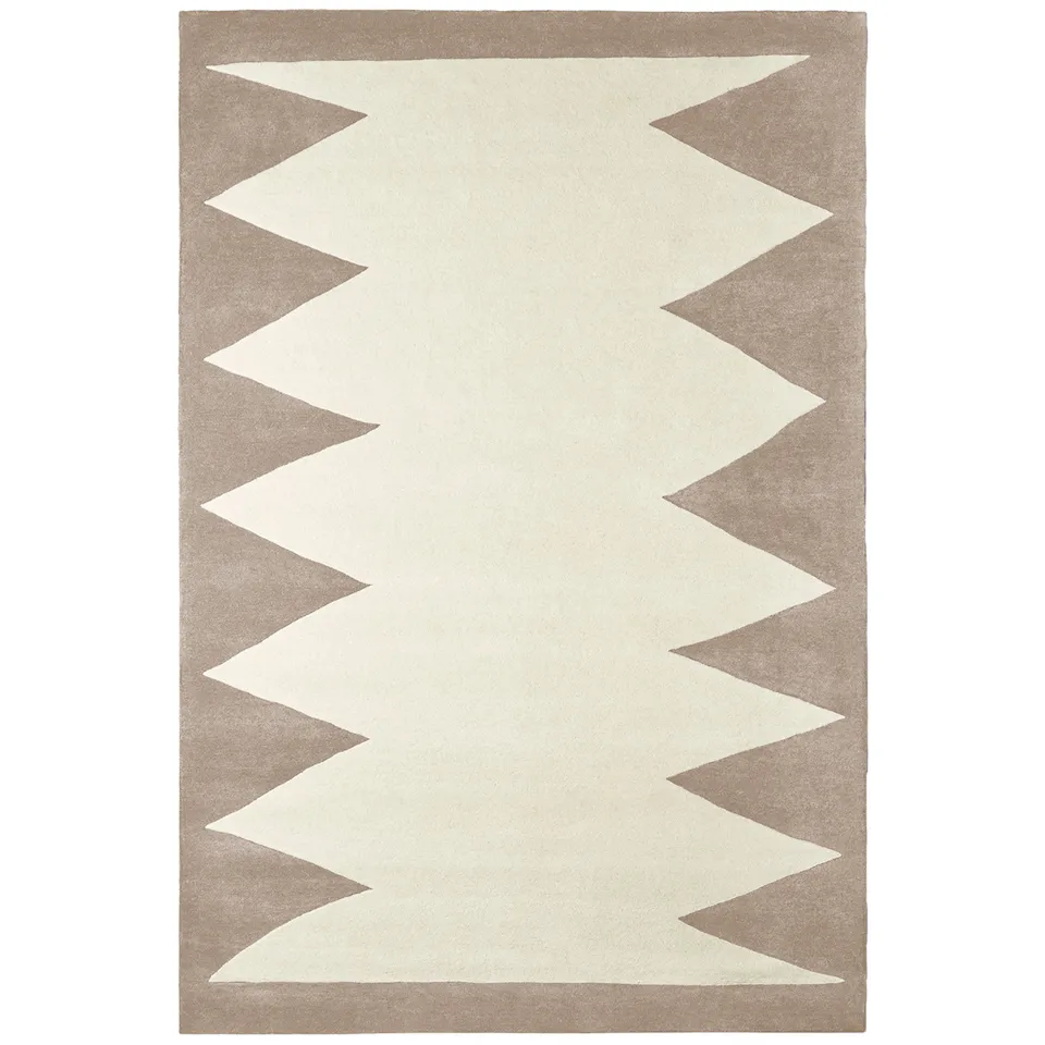 Zig Zag White Beige Wool Rug