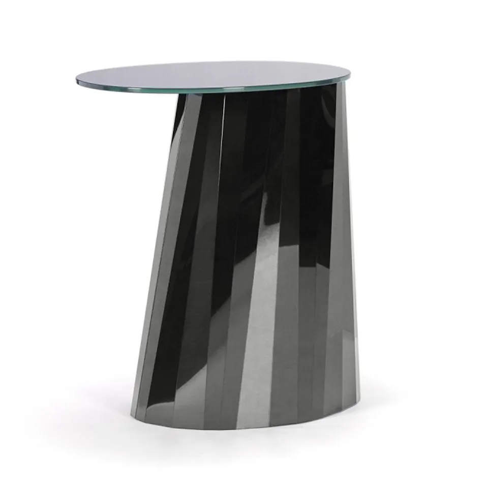 Pli Side Table High, Glossy top, Onyx