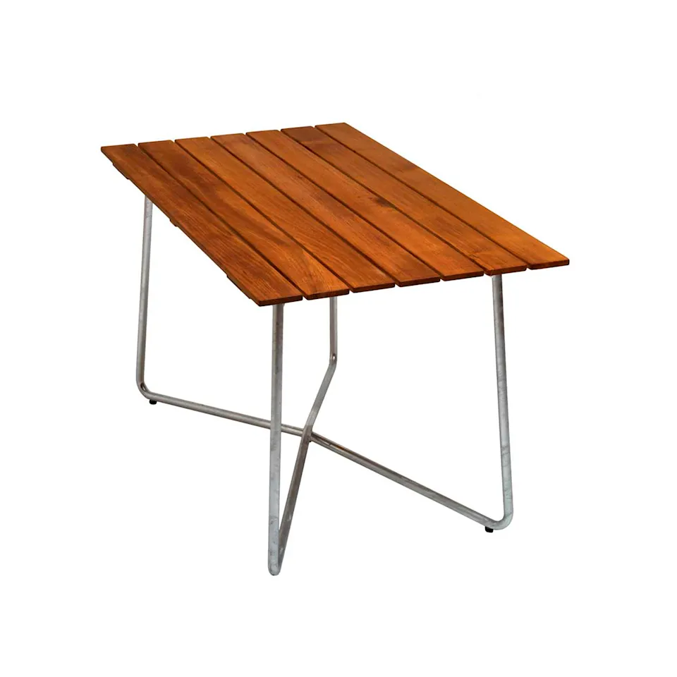 Table B25A 120cm galvanized frame untreated teak