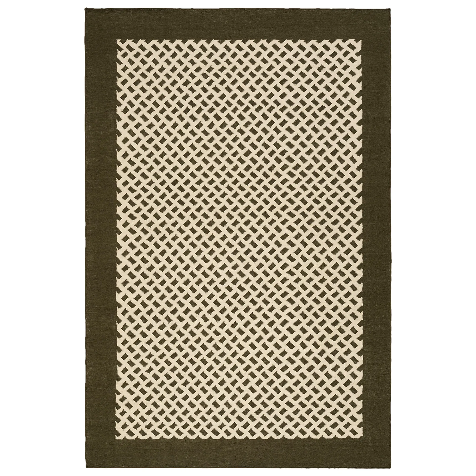 Orleans Beige/Green uldtæppe - 1