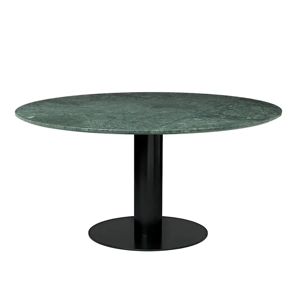 GUBI 2.0 Dining Table, Ø 150 cm, Top: Marble - Verde Guatemala, Base: Black