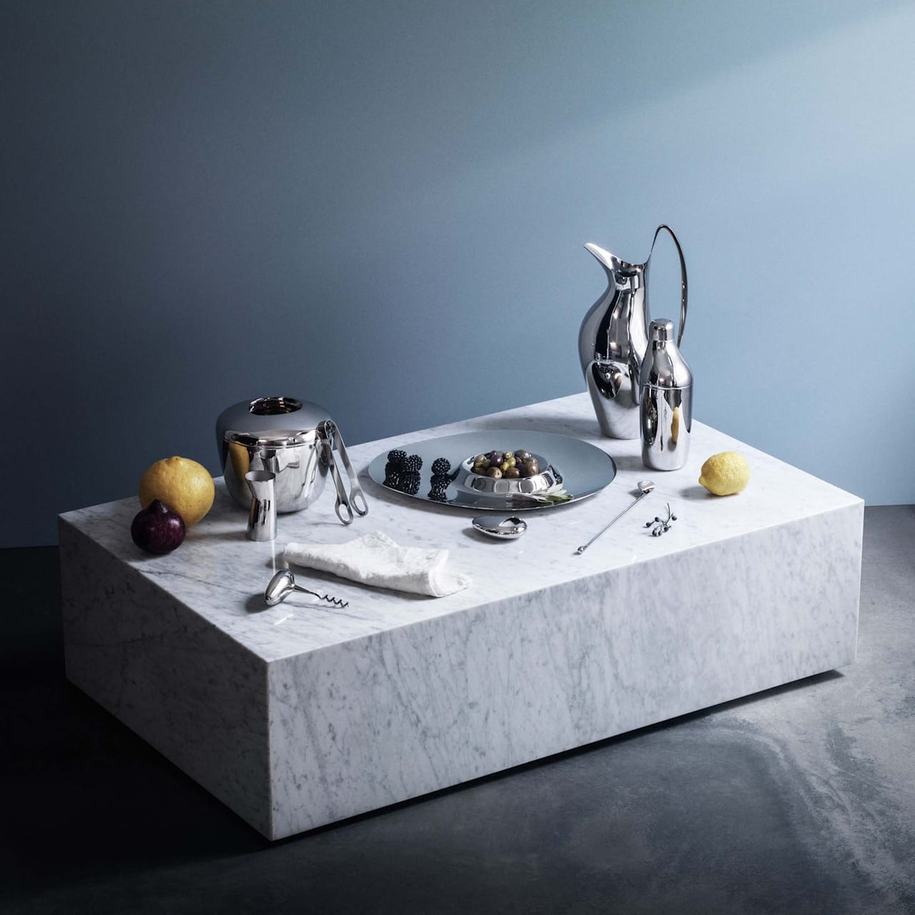 Georg Jensen MANHATTAN Secchiello Per Ghiaccio In Acciaio Inox Con Pinze | Design Art Déco, Lucidato A Specchio, Altezza 181mm, Collezione Bar