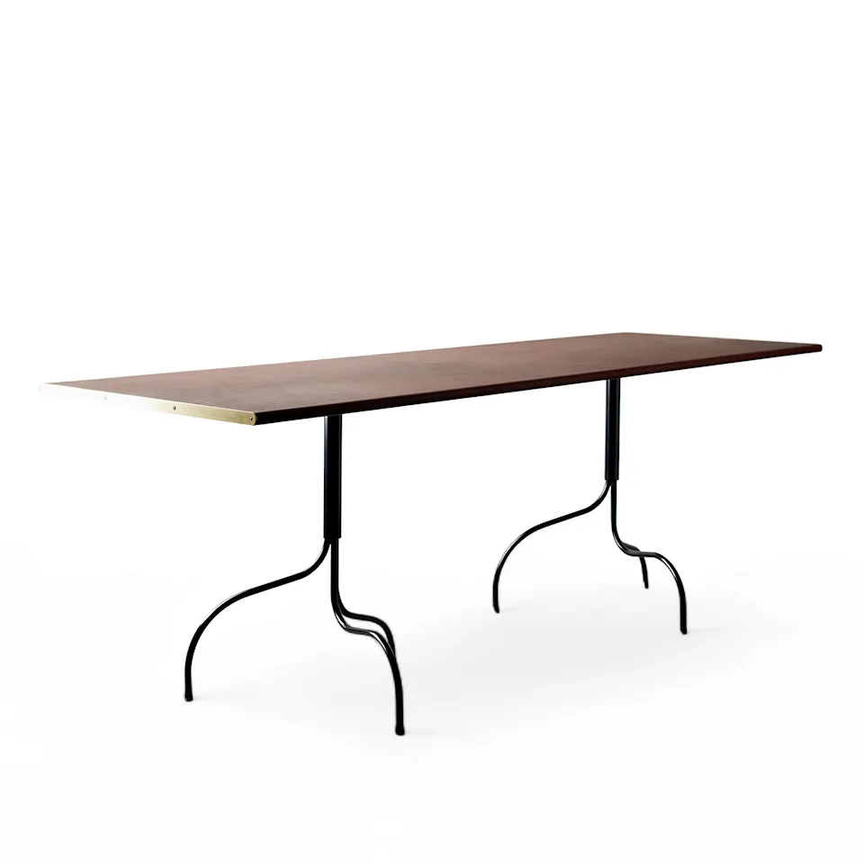 Liv long table with leather-covered top