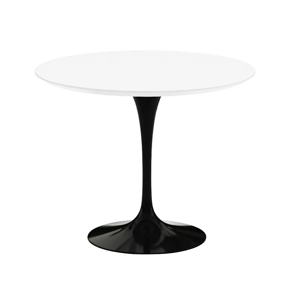 Saarinen Round Table - Dining table, Ø 91 cm, Black frame, White laminate top