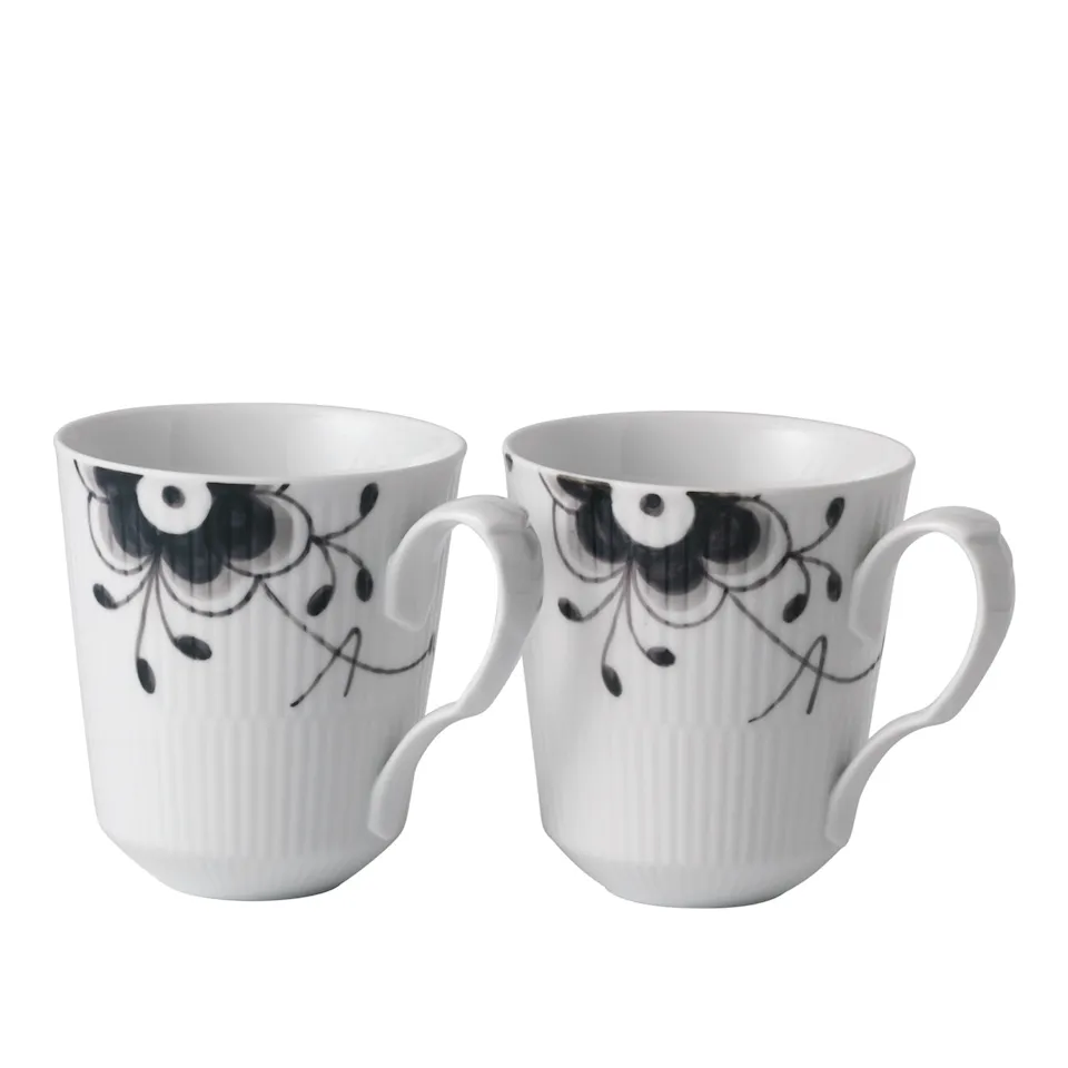 Black Fluted Mega Mug 38 cl 2 pcs