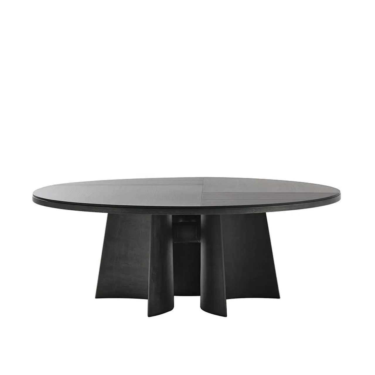 Kensington Table Ø 160 cm, Brushed Metal Iron, Top Black Elm