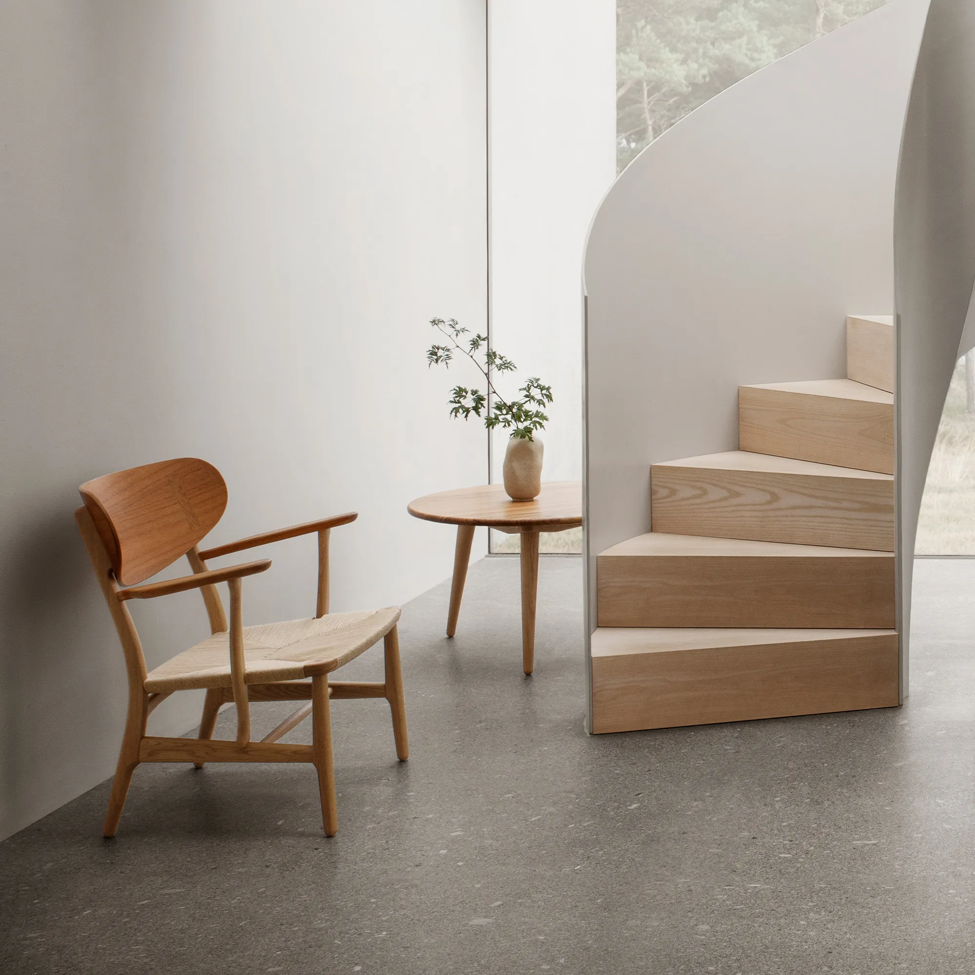 CH22 Armchair Oak/Black Cord - 17
