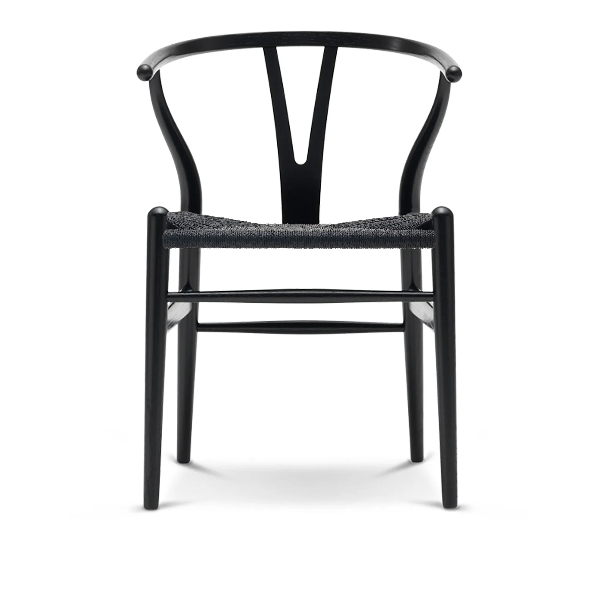 CH24 Wishbone Chair essen/zwart gevlochten papierkoord - 1