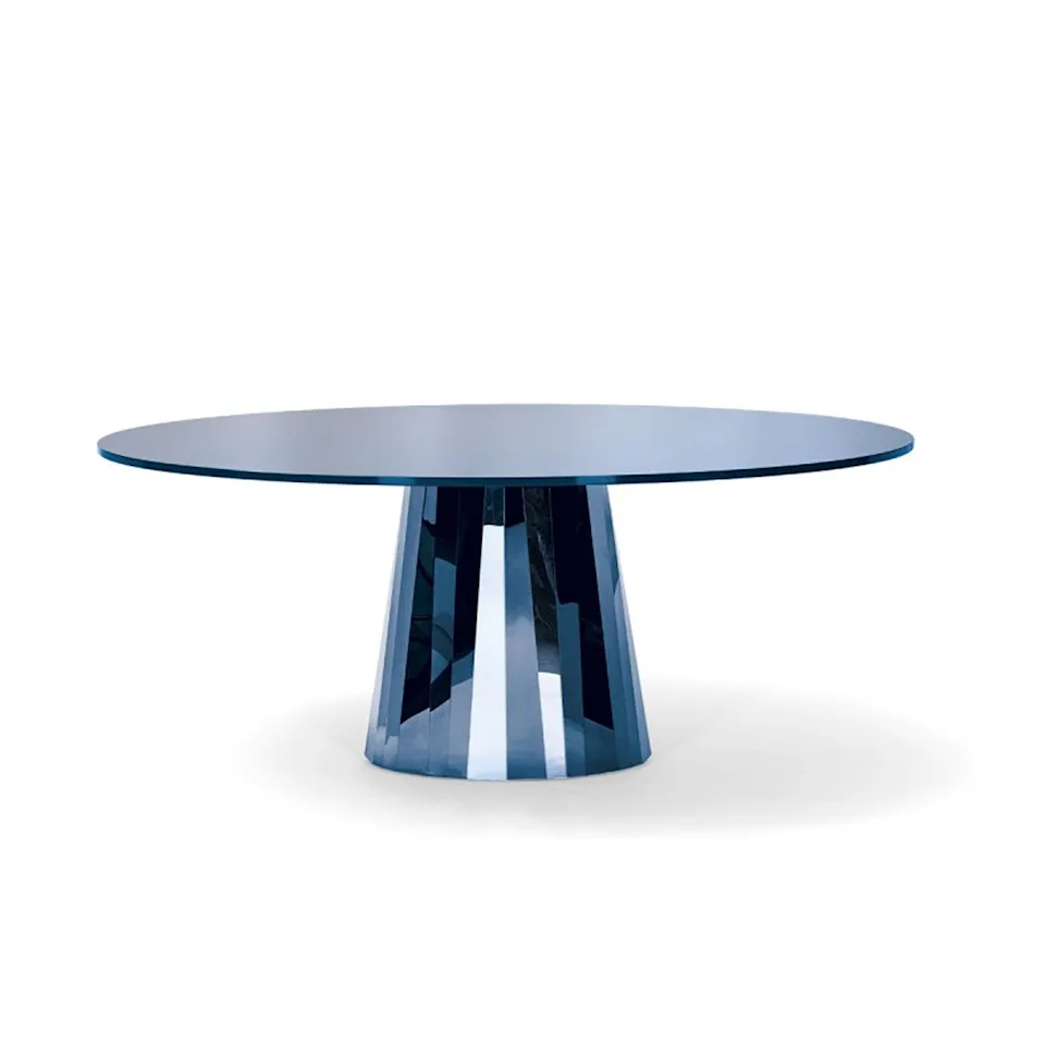 Pli Table, Lacquered top, Sapphire blue