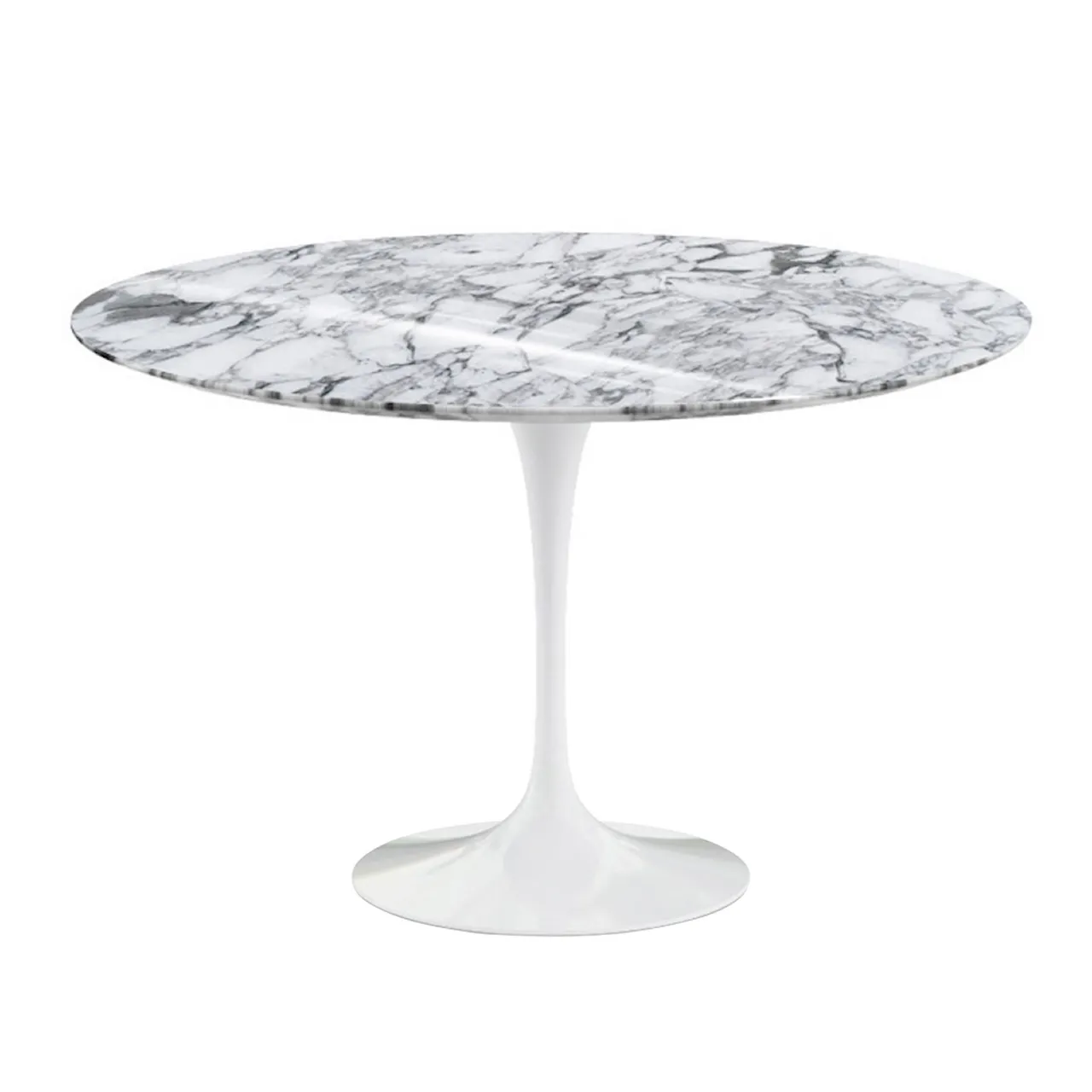 Saarinen Round Table - Dining table, Ø 120 cm, White frame, matt green Alpi marble top