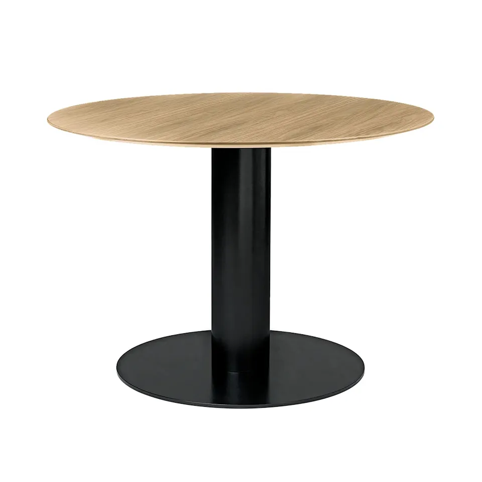 GUBI 2.0 Dining Table, Ø 110 cm, Top: Wood - Oak, Base: Black