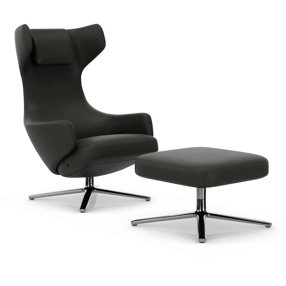Grand Repos lænestol & Repos Ottoman fodskammel Polished