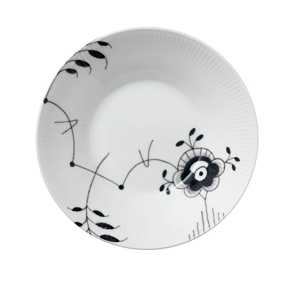 Black Fluted Mega Deep Plate 24 cm Decoration No. 6