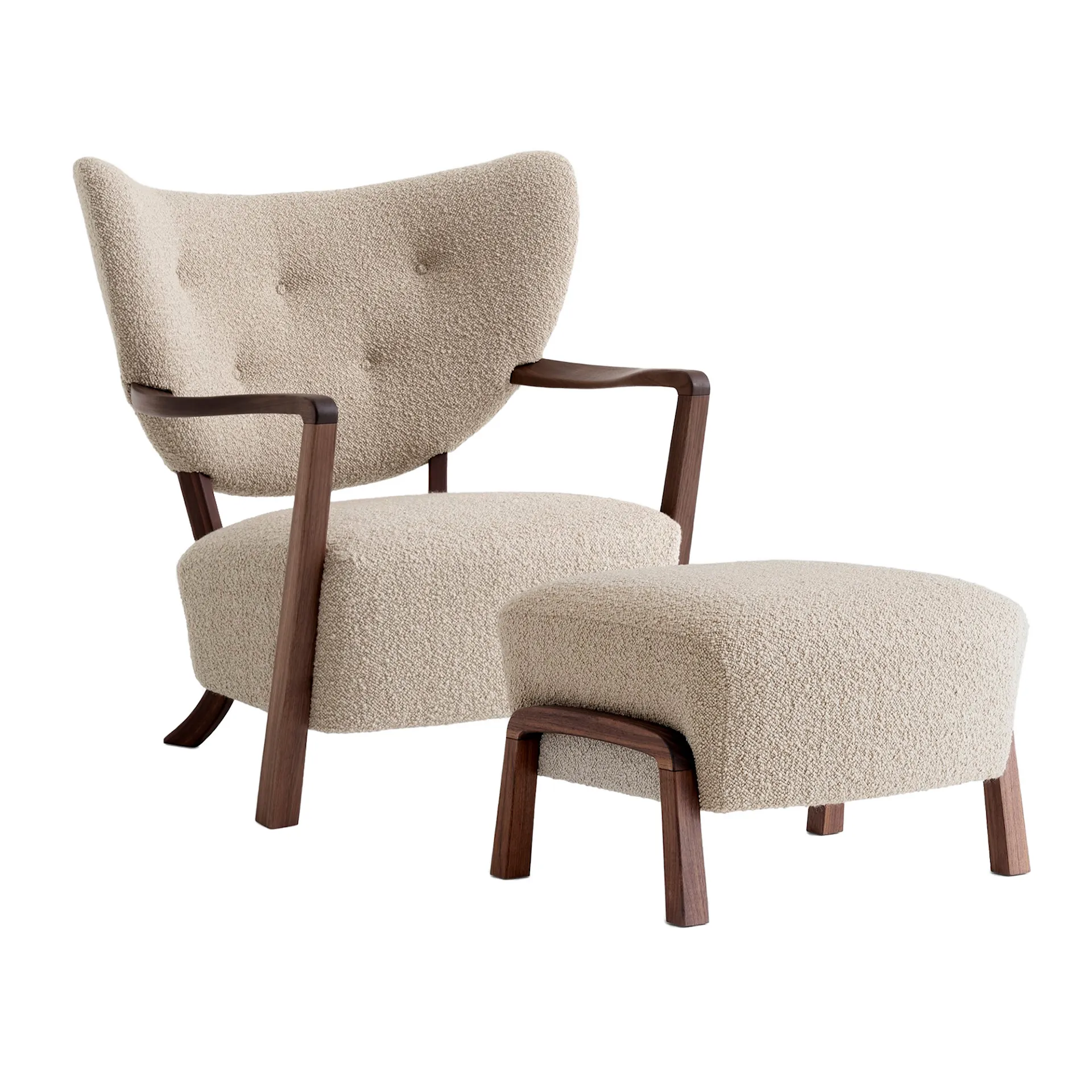 Wulff Lounge Chair ATD2  Pouf ATD3 - Walnut - &Tradition - NO GA