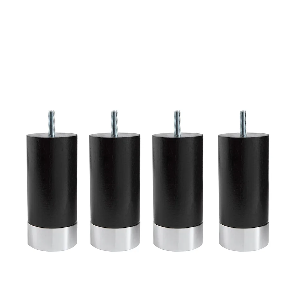 Cylinder Bed Leg Black with Alu. 4-pack