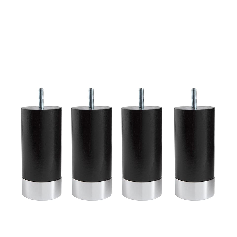 Cylinder Sängben Svart med Alu. 4-pack